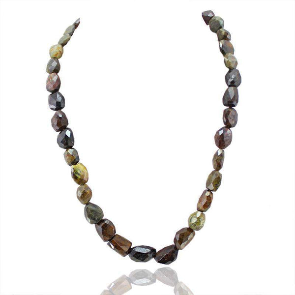 gemsmore:Natural Watermelon Tourmaline Necklace Faceted Beads