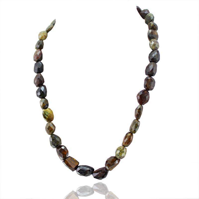 gemsmore:Natural Watermelon Tourmaline Necklace Faceted Beads