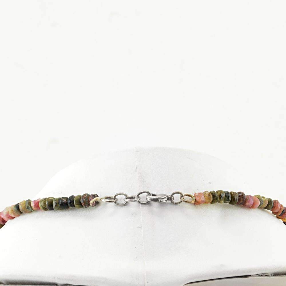 gemsmore:Natural Watermelon Tourmaline Necklace Single Strand Round Beads
