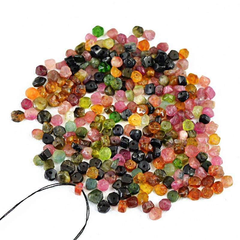 gemsmore:Natural Watermelon Tourmaline Round Shape  Beads Lot