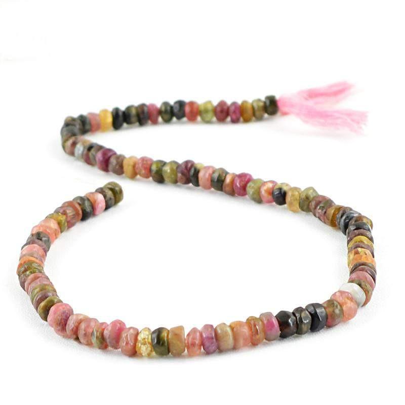 gemsmore:Natural Watermelon Tourmaline Untreated Beads Strand