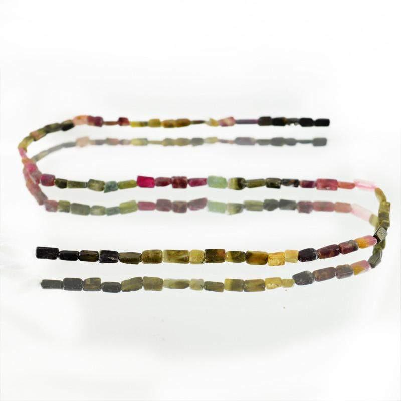 gemsmore:Natural Watermelon Tourmaline Untreated Beads Strand