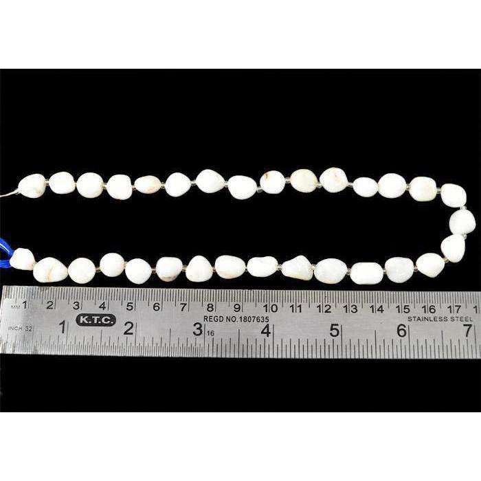 gemsmore:Natural White Agate Beads Drilled Strand