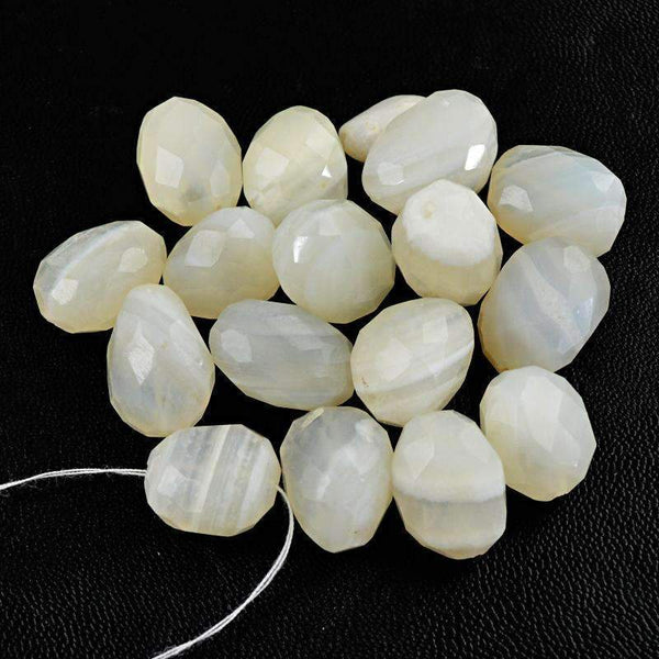 gemsmore:Natural White Agate Beads Lot - Faceted Drilled