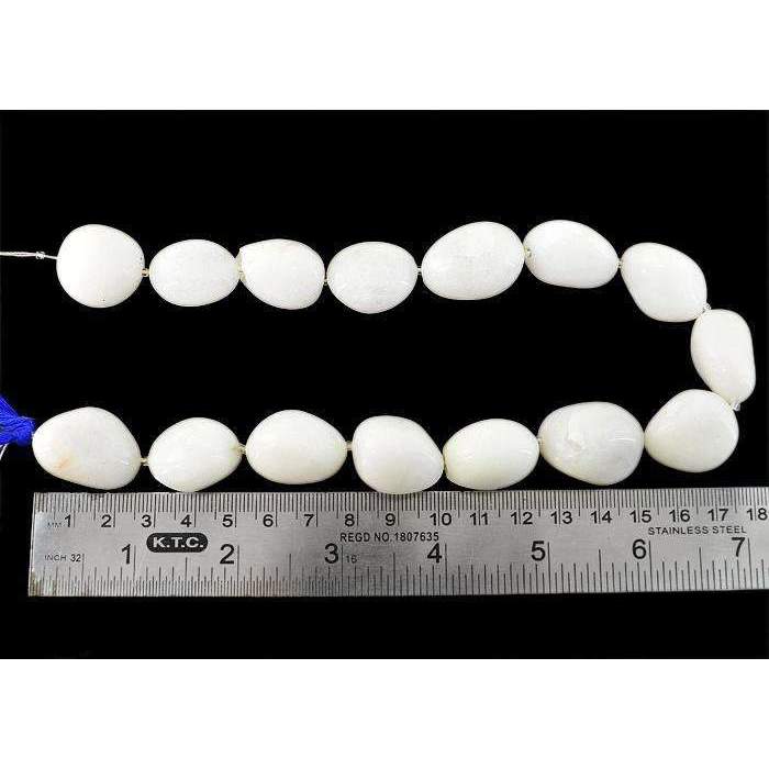gemsmore:Natural White Agate Beads Strand - Drilled