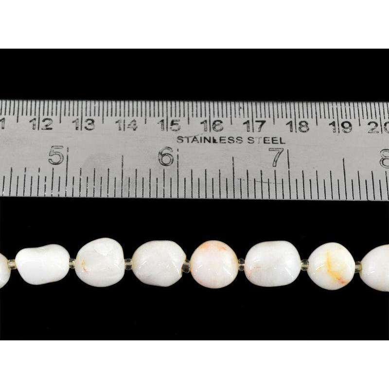 gemsmore:Natural White Agate Beads Strand - Untreated Drilled