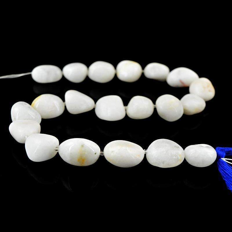 gemsmore:Natural White Agate Beads Strand - Untreated Drilled