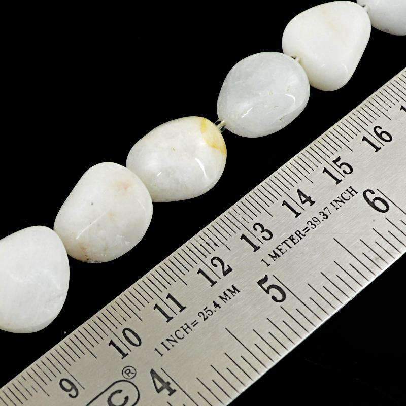 gemsmore:Natural White Agate Beads Strand - Untreated Drilled