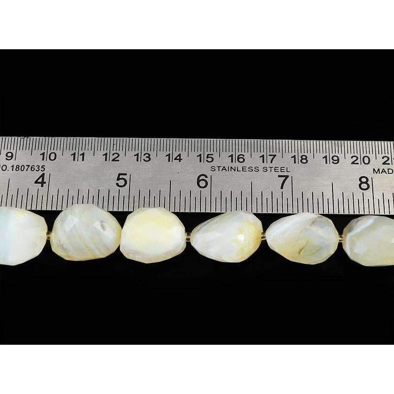 gemsmore:Natural White Agate Beads Strand Faceted Drilled