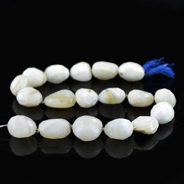 gemsmore:Natural White Agate Beads Strand Faceted Drilled