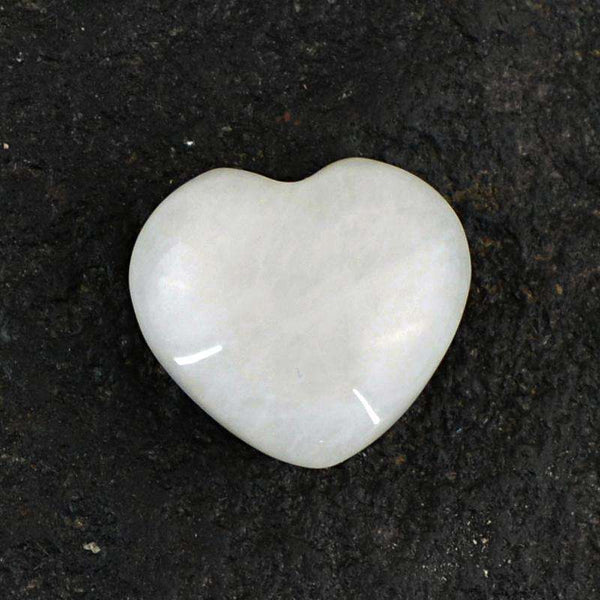 gemsmore:Natural White Agate Carved Heart Shape Gemstone