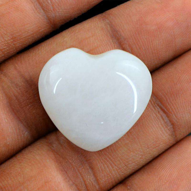 gemsmore:Natural White Agate Carved Heart Shape Gemstone