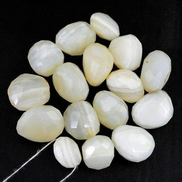 gemsmore:Natural White Agate Drilled Beads Lot - Faceted Untreated