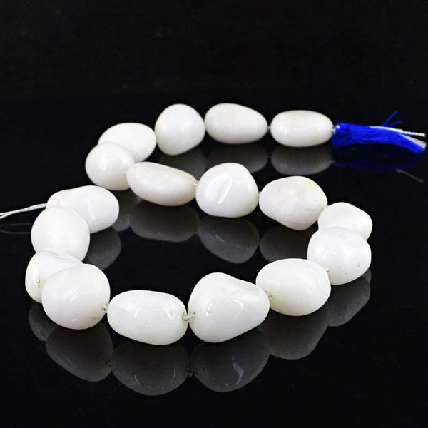 gemsmore:Natural White Agate Drilled Beads Strand