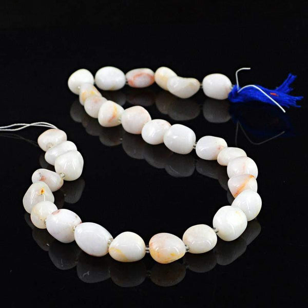 gemsmore:Natural White Agate Drilled Beads Strand