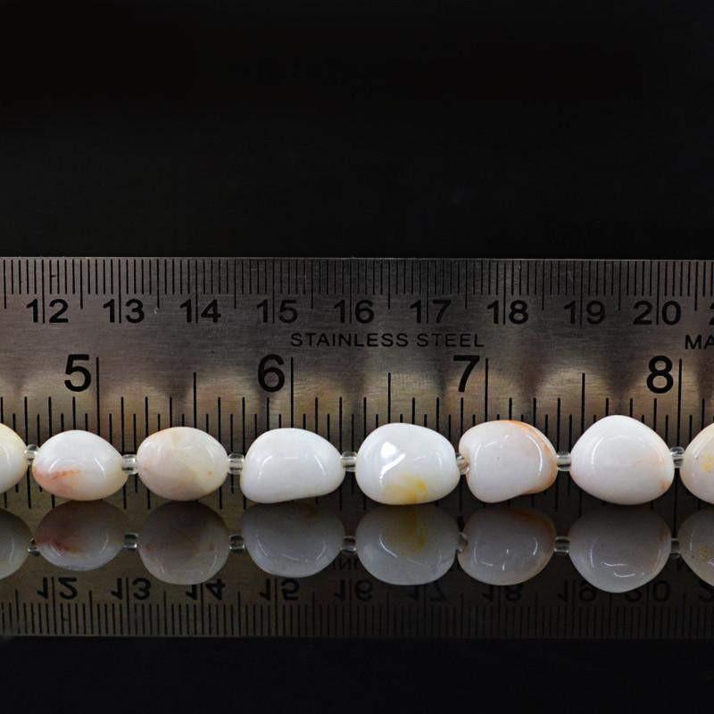 gemsmore:Natural White Agate Drilled Beads Strand