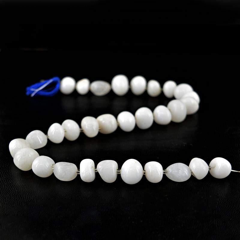 gemsmore:Natural White Agate Drilled Beads Strand