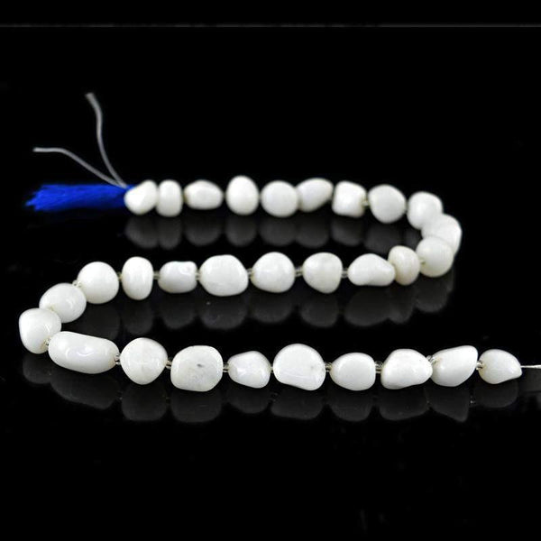 gemsmore:Natural White Agate Drilled Beads Strand