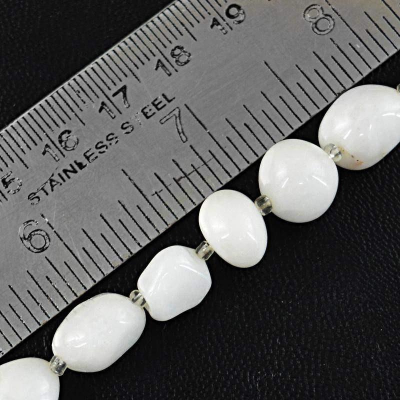 gemsmore:Natural White Agate Drilled Beads Strand