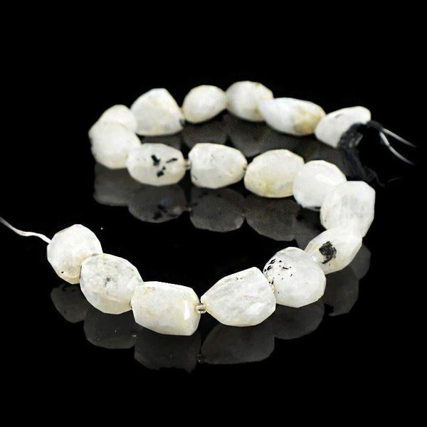 gemsmore:Natural White Agate Faceted Beads Strand