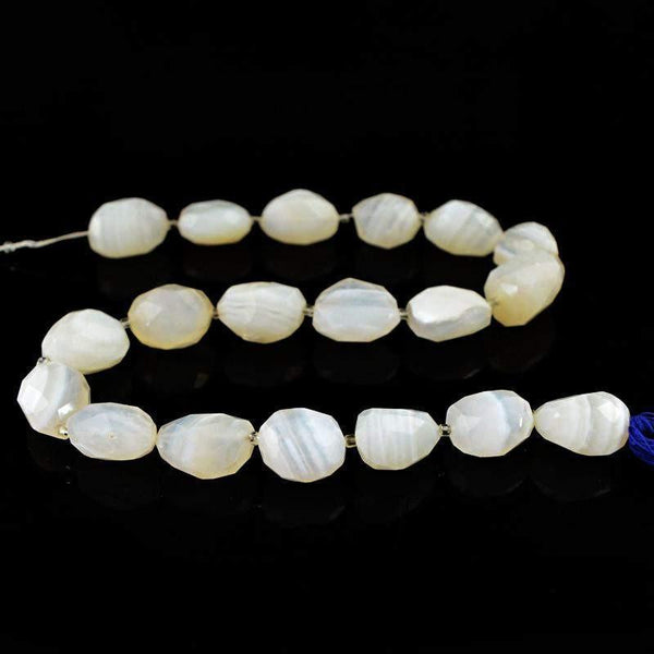 gemsmore:Natural White Agate Faceted Beads Strand