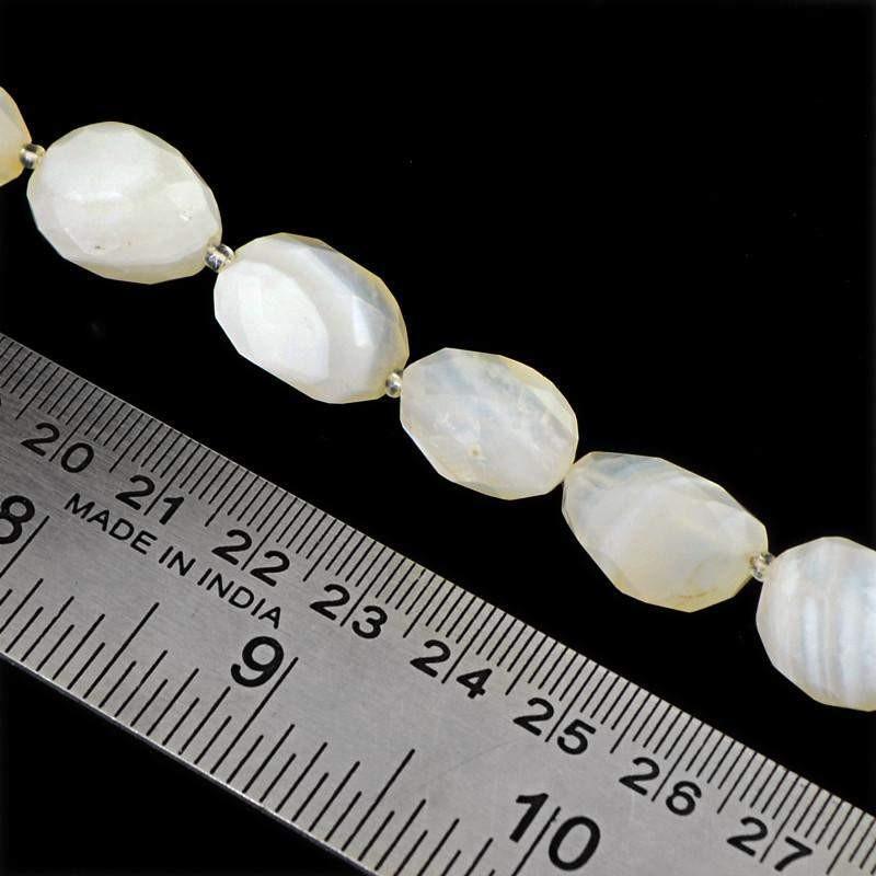 gemsmore:Natural White Agate Faceted Beads Strand