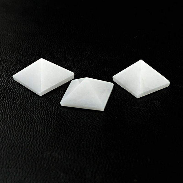 gemsmore:Natural White Agate Healing Pyramid Gemstone Lot