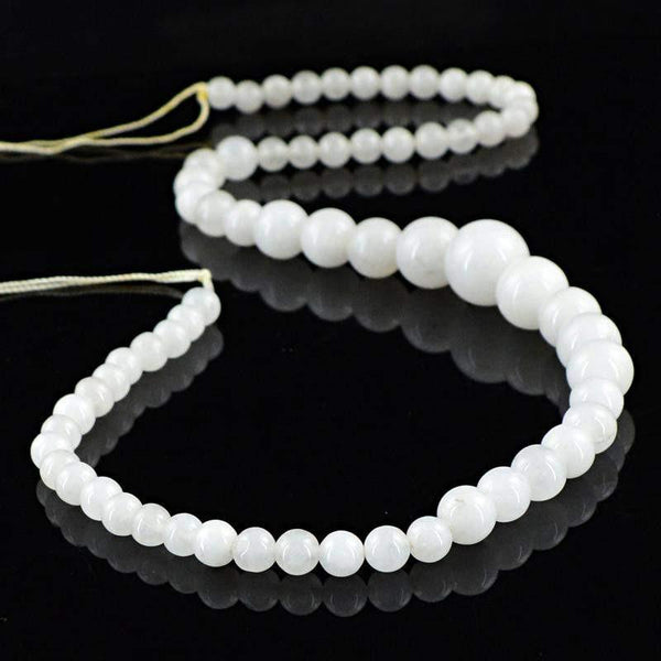 gemsmore:Natural White Agate Round Shape Beads Strand