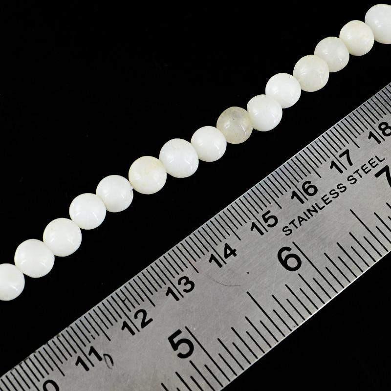 gemsmore:Natural White Agate Strand Round Shape Untreated Drilled Beads