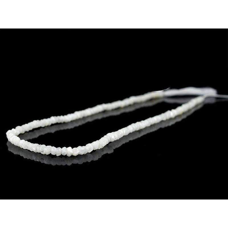 gemsmore:Natural White Moonstone Beads Strand Round Shape Faceted Drilled