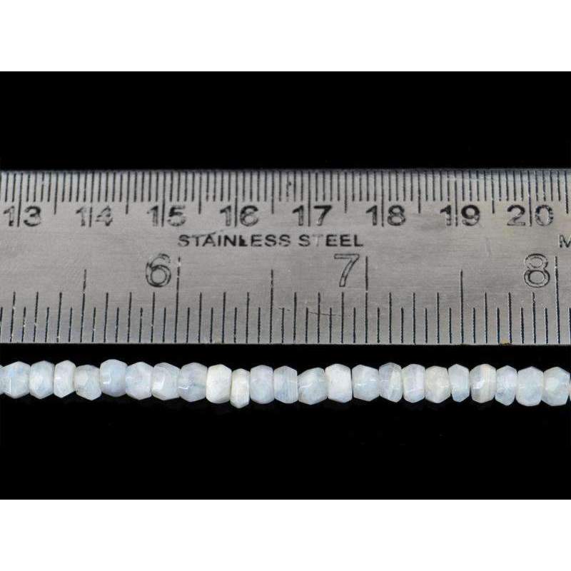 gemsmore:Natural White Moonstone Drilled Beads Strand Round Shape Faceted