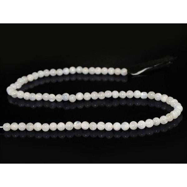 gemsmore:Natural White Moonstone Drilled Round Beads Strand
