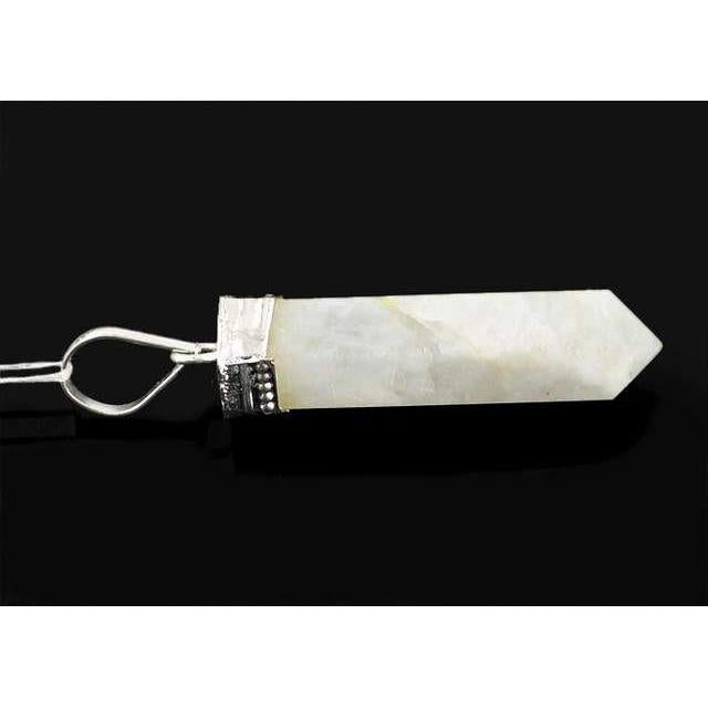 gemsmore:Natural White Moonstone Healing Point Pendant