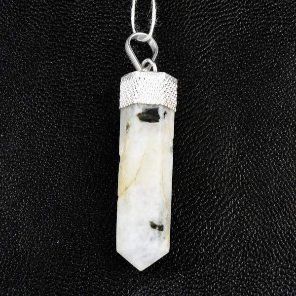 gemsmore:Natural White Moonstone Meditation Healing Point Pendant