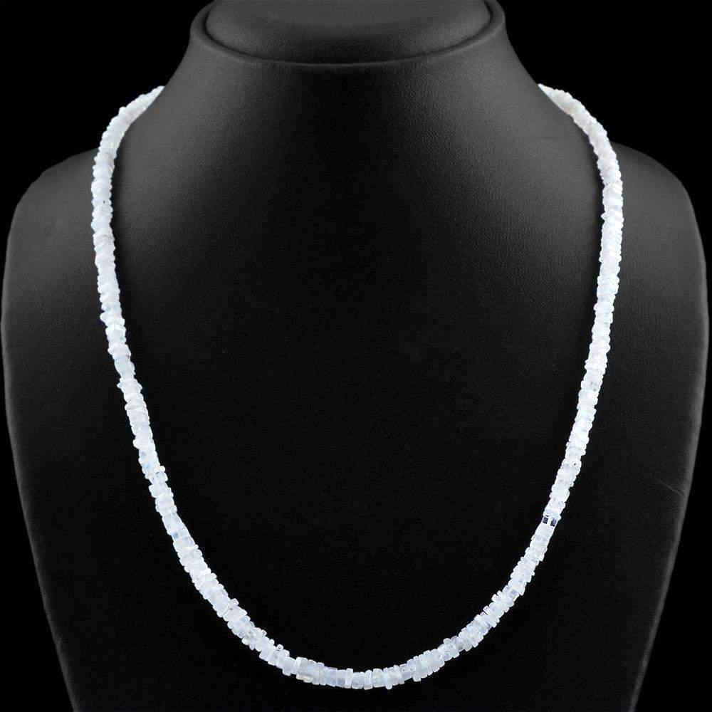 gemsmore:Natural White Moonstone Necklace 20 Inches Long Untreated Beads