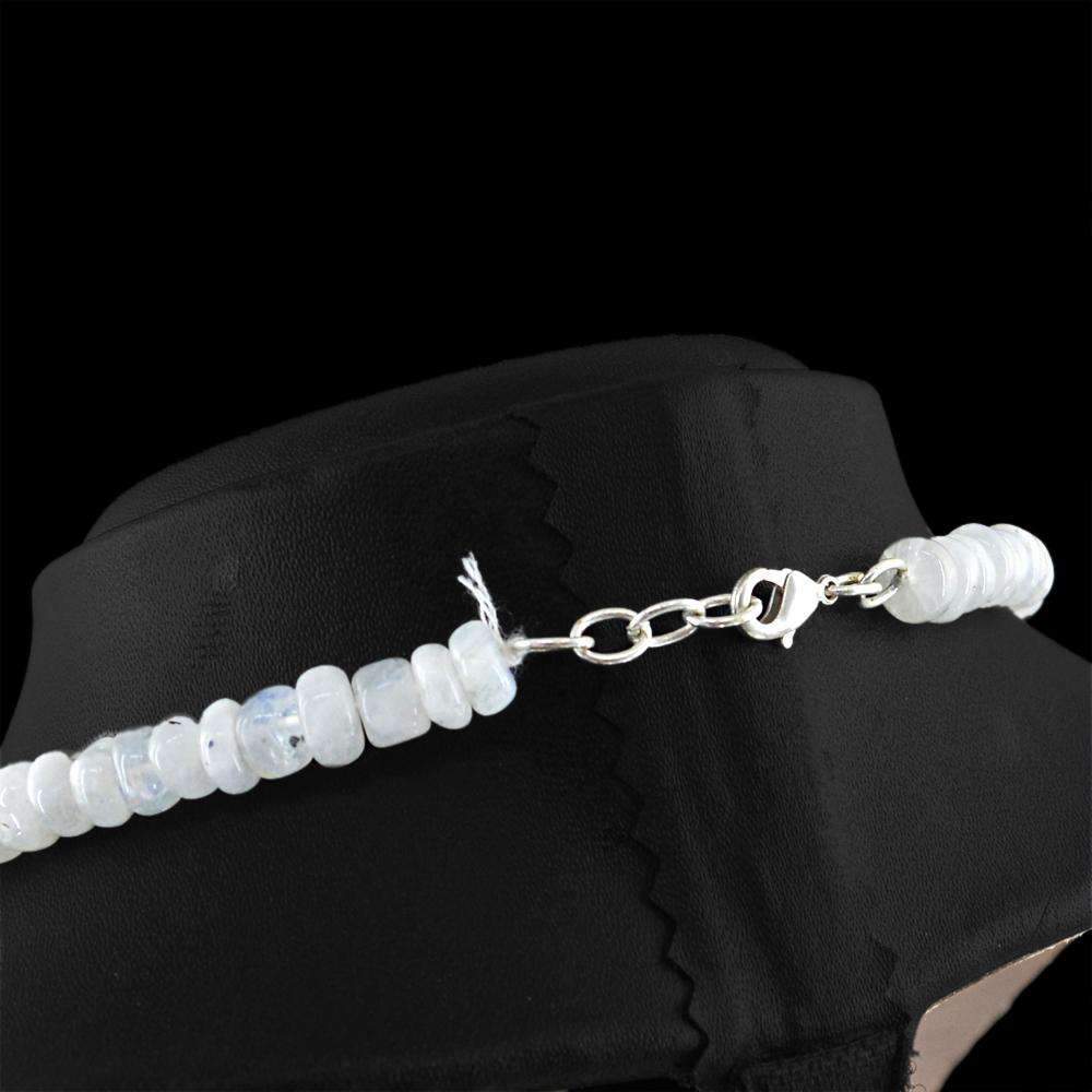 gemsmore:Natural White Moonstone Necklace Round Shape Untreated Beads