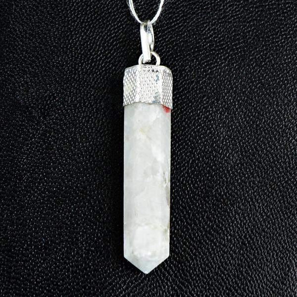 gemsmore:Natural White Moonstone Reiki Healing Point Pendant