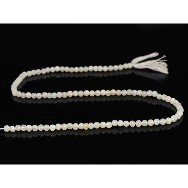 gemsmore:Natural White Moonstone Round Shape Beads Strand