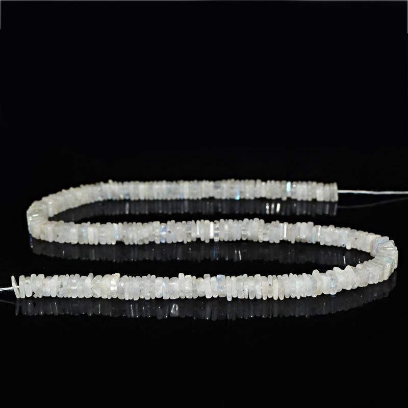 gemsmore:Natural White Moonstone Untreated Beads Strand