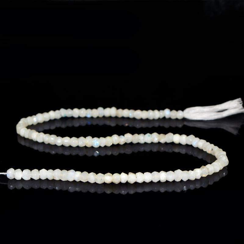 gemsmore:Natural White Moonstone Untreated Beads Strand