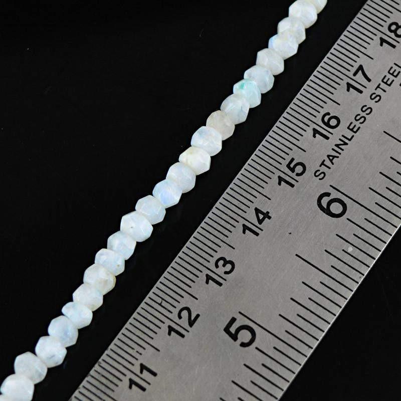gemsmore:Natural White Moonstone Untreated Beads Strand