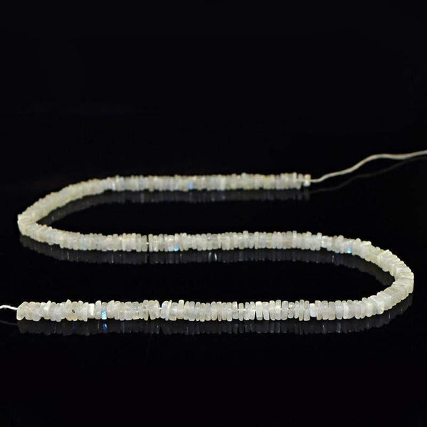 gemsmore:Natural White Moonstone Untreated Beads Strand