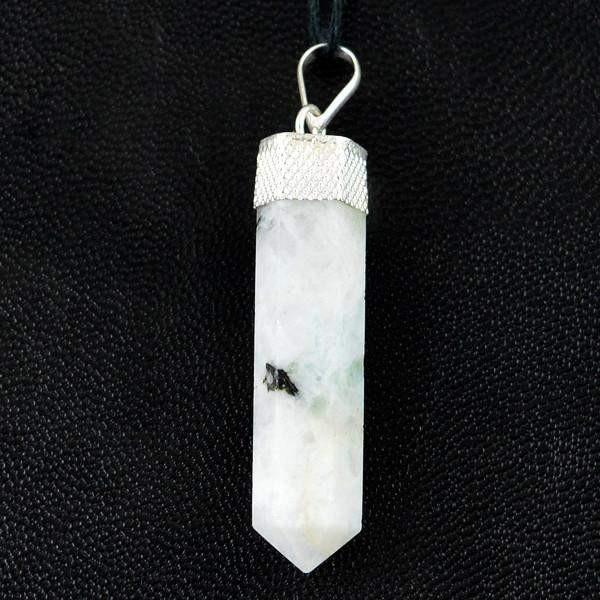 gemsmore:Natural White Moonstone Untreated Healing Point Pendant