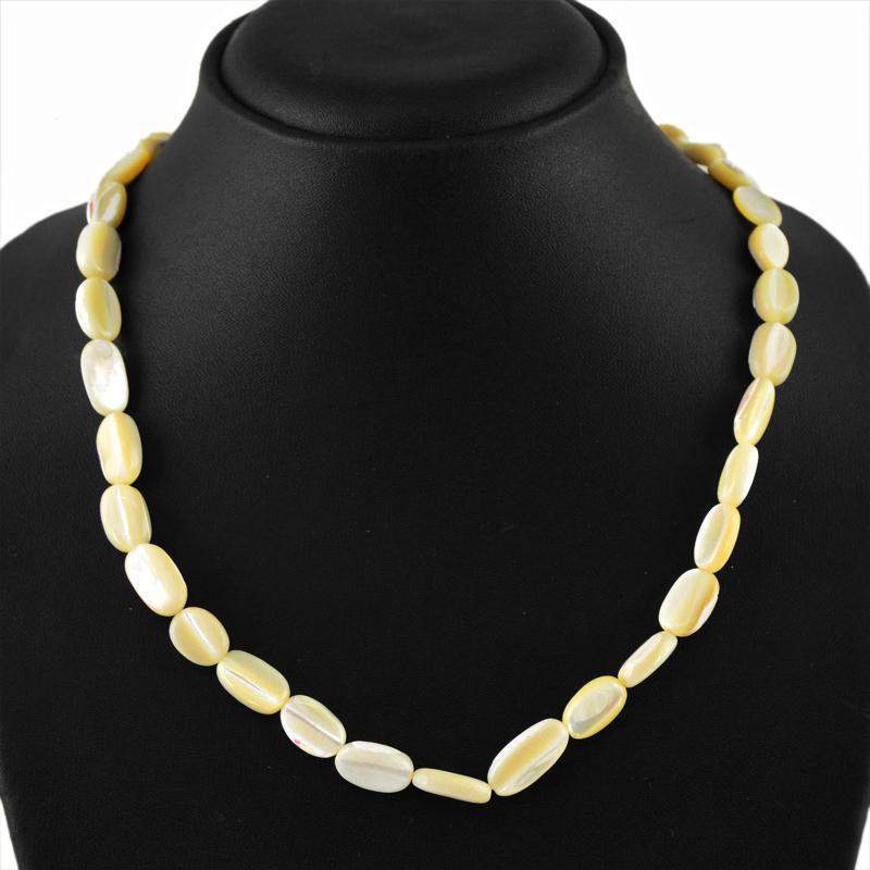 gemsmore:Natural White Mother Pearl 20 Inches Long Necklace Oval Beads