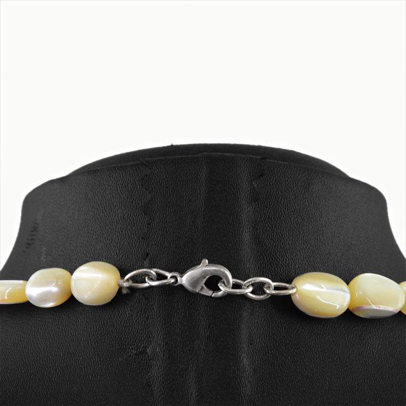 gemsmore:Natural White Mother Pearl 20 Inches Long Necklace Oval Beads
