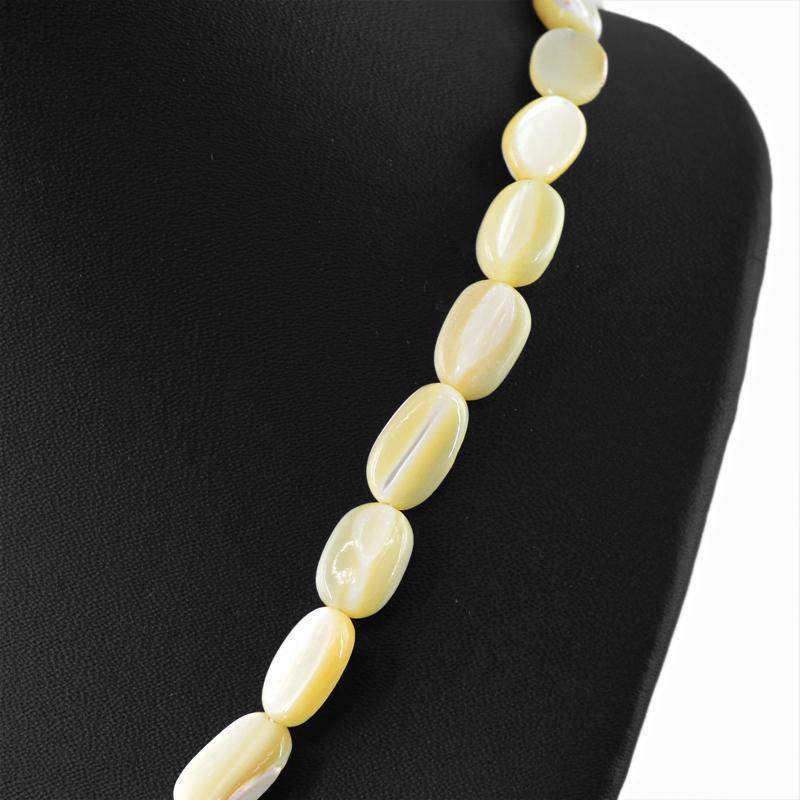 gemsmore:Natural White Mother Pearl 20 Inches Long Necklace Oval Beads