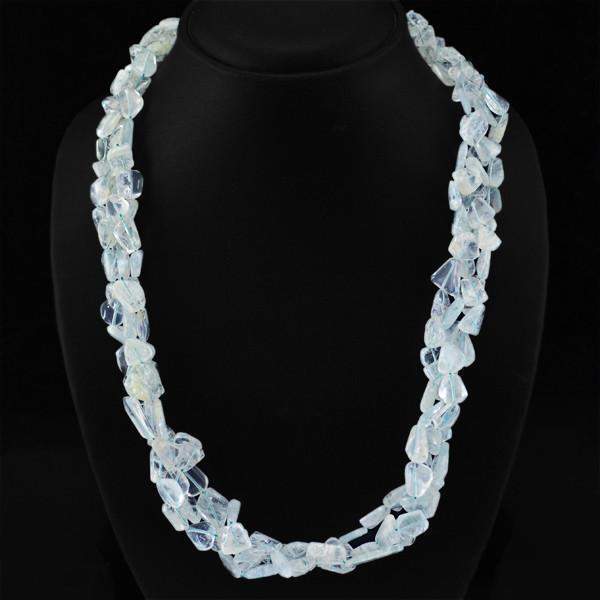 gemsmore:Natural White Quartz 20 Inches Long Necklace Untreated Beads