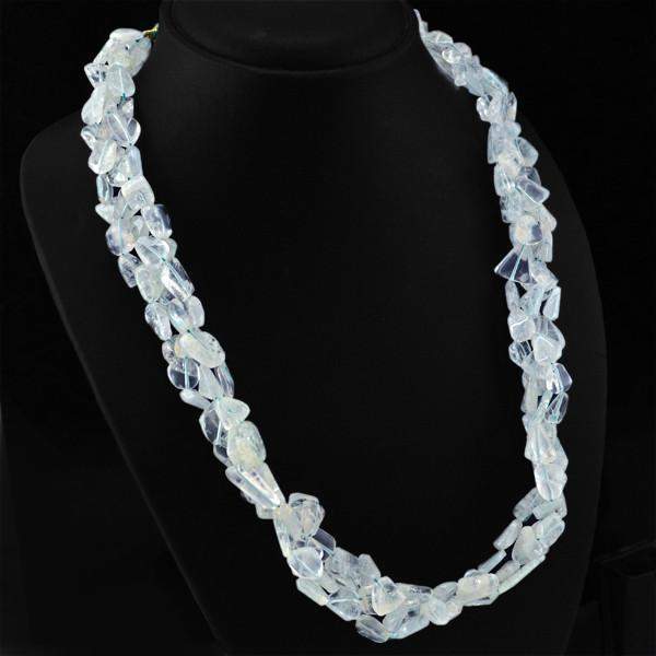 gemsmore:Natural White Quartz 20 Inches Long Necklace Untreated Beads