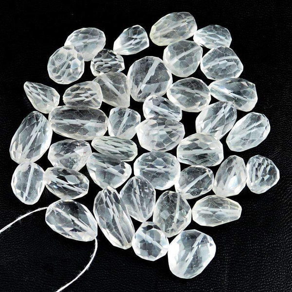 gemsmore:Natural White Quartz Beads Lot - Faceted Drilled