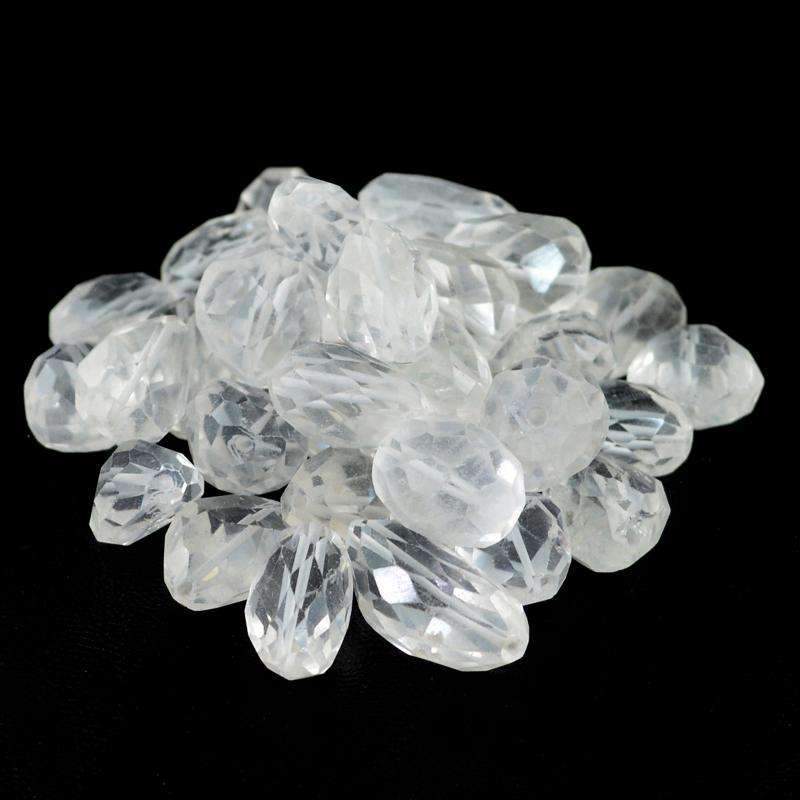 gemsmore:Natural White Quartz Beads Lot - Faceted Drilled